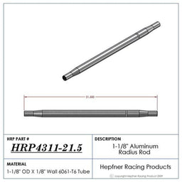 HRP 21.5" L X 1-1/8" O.D X 5/8" Polished Aluminium Radius / Swedge Rod HRP-4311-21.5 Autofit