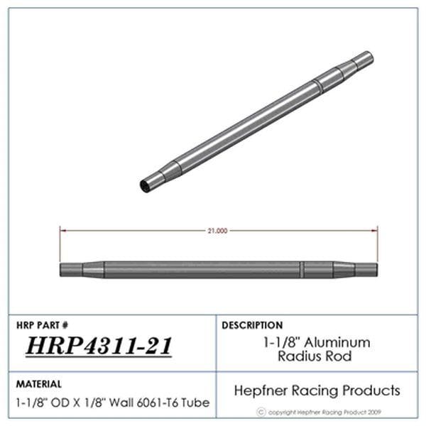 HRP 21" L X 1-1/8" O.D X 5/8" Polished Aluminium Radius / Swedge Rod HRP-4311-21 Autofit