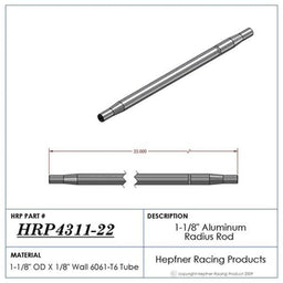 HRP 22" L X 1-1/8" O.D X 5/8" Polished Aluminium Radius / Swedge Rod HRP-4311-22 Autofit
