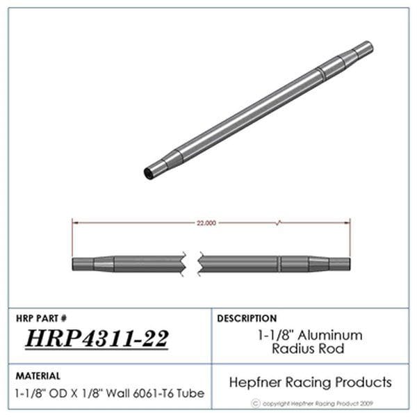HRP 22" L X 1-1/8" O.D X 5/8" Polished Aluminium Radius / Swedge Rod HRP-4311-22 Autofit