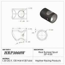 HRP 4130 Chromoly Rear Bumper Spud HRP-3060W Autofit