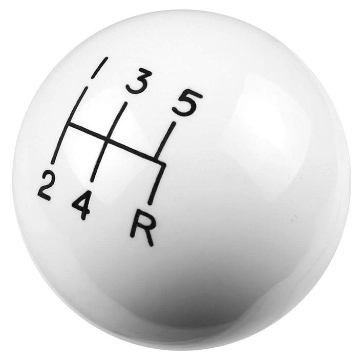 HURST 5 Speed, White High Gloss, 3/8"-16 Thread Size Classic Shifter Knob HU1630008 Autofit