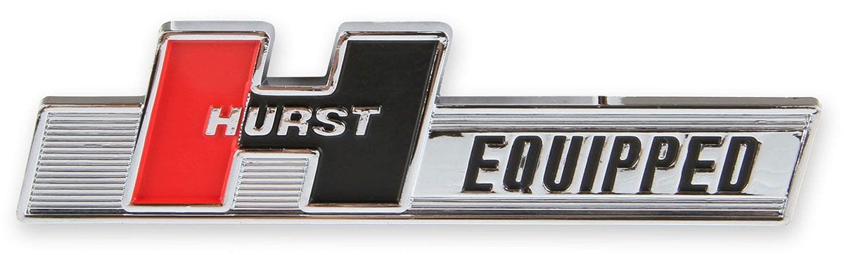 HURST Based On Original HURST Blueprints, ABS Plastic, 5-1/4"x1-1/4" Hurst Equipped Emblem HU1361000 Autofit