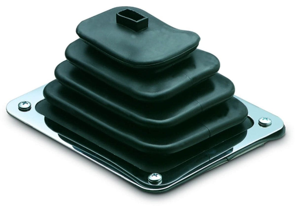 HURST Complete With Chrome Trim Plate & Mounting Hardware, 5-1/4" x 6-1/2" Indy Shifter Boot & Plate HU1148429 Autofit