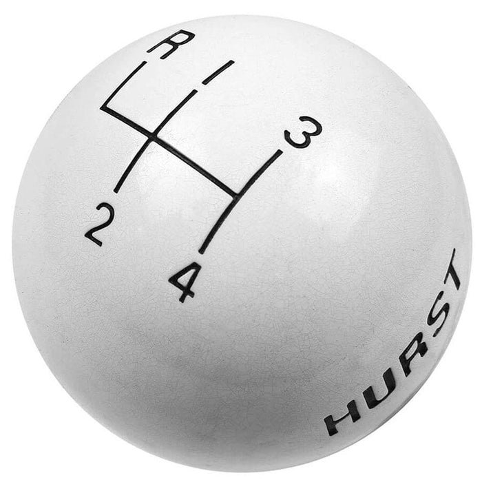 HURST Round White Plastic With Hurst Logo, Suit 4 Speed Manual Transmission Replacement Shifter Knob HU1637626 Autofit