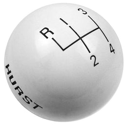 HURST Round White Plastic With Hurst Logo, Suit 4 Speed Manual Transmission Replacement Shifter Knob HU1637626 Autofit
