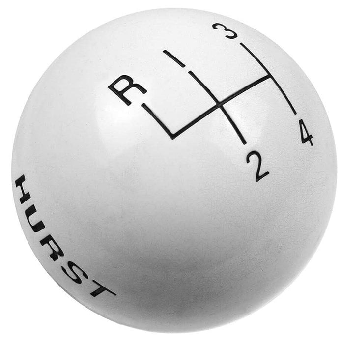 HURST Round White Plastic With Hurst Logo, Suit 4 Speed Manual Transmission Replacement Shifter Knob HU1637626 Autofit