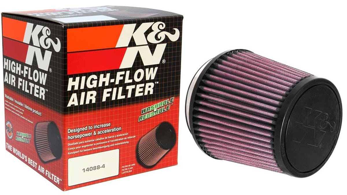 K&N 5 in (127 mm) H x 5.375 in (137 mm) Base OD x 4.5 in (114 mm) Top OD - KNRU-3600 K&N Universal Clamp On Filter Fits 4 in (102 mm) KNRU-3600 Autofit
