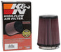 K&N 7 in (178 mm) H x 4.375 in (111 mm) Top OD 5.375 in (137 mm) Base OD - KNRU-2590 K&N Universal Clamp On Round Tapered Filter Fits 4 in (102 mm) KNRU-2590 Autofit