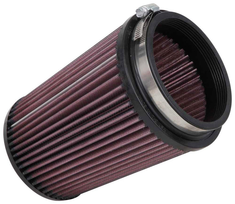 K&N 7 in (178 mm) H x 4.375 in (111 mm) Top OD 5.375 in (137 mm) Base OD - KNRU-2590 K&N Universal Clamp On Round Tapered Filter Fits 4 in (102 mm) KNRU-2590 Autofit