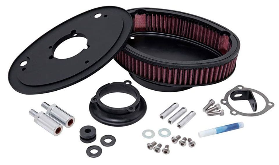 K&N Fits 1999-2012 Softail, Fat Boy, Heritage, Night Train, Rocker & Dyna, With 2-1/4" Tall Filter - KNRK-3910-1 K&N Custom Harley Davidson Air Filter Assembly KNRK-3910-1 Autofit