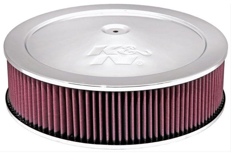 K&N Fits Neck Size 5-1/8 in (130 mm) - KN60-1290 K&N Chrome Custom Air Cleaner Assembly 14 x 4" KN60-1290 Autofit