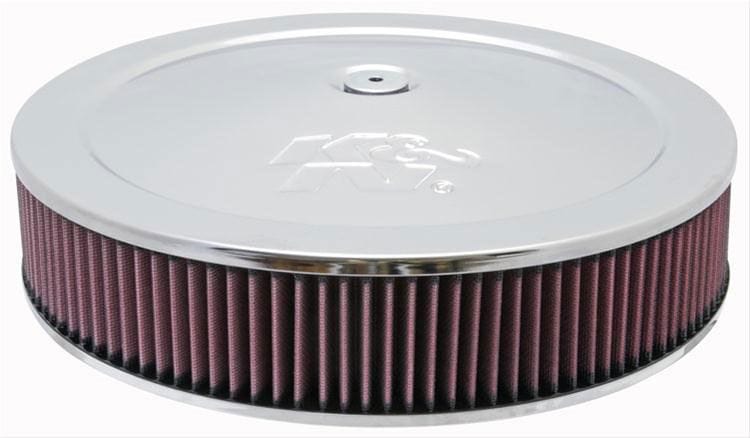 K&N Fits Neck Size 5-1/8 in (130 mm) With 7/8" Drop Base - KN60-1430 K&N Chrome Custom Air Cleaner Assembly 14 x 3" KN60-1430 Autofit