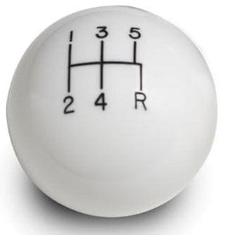 LOKAR 5-Speed White 2" Gear Knob 3/8-24 & 3/8-16 Thread LK-SK-6874 Autofit