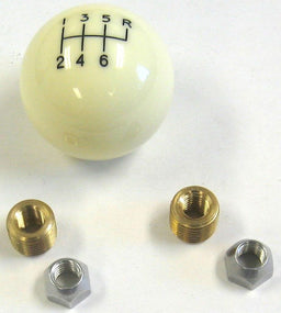 LOKAR 6-Speed Ivory 2" Gear Knob 3/8-24 & 3/8-16 Thread LK-SK-6873 Autofit