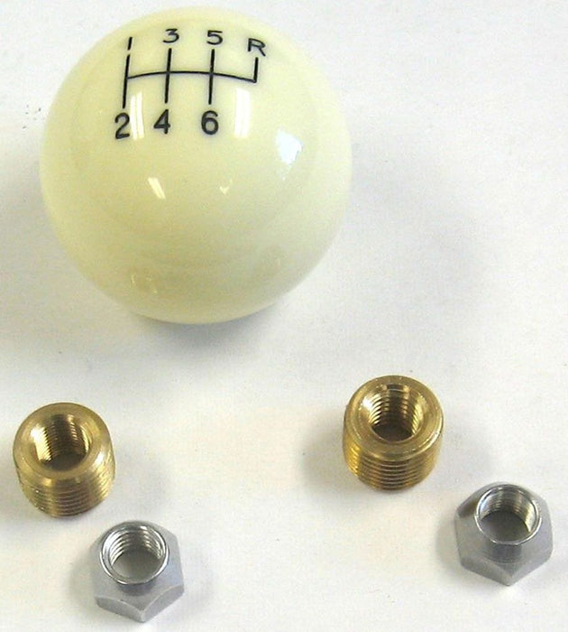 LOKAR 6-Speed Ivory 2" Gear Knob 3/8-24 & 3/8-16 Thread LK-SK-6873 Autofit
