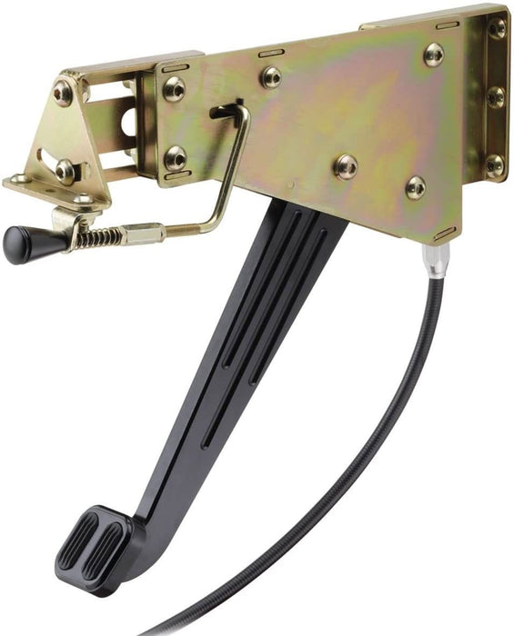 LOKAR Black Billet Aluminum Foot Brake With Solid Arm & Ball-Milled Pad Under Dash Foot Operated Emergency Brake LK-XEFB-9000 Autofit