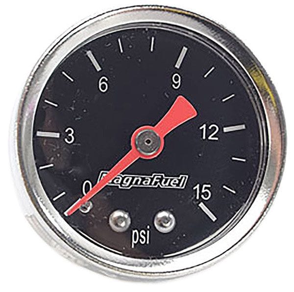 MAGNAFUEL 0-15 PSI, 1-1/2" O.D, Black Face Fuel Pressure Gauge WIMP0101 Autofit