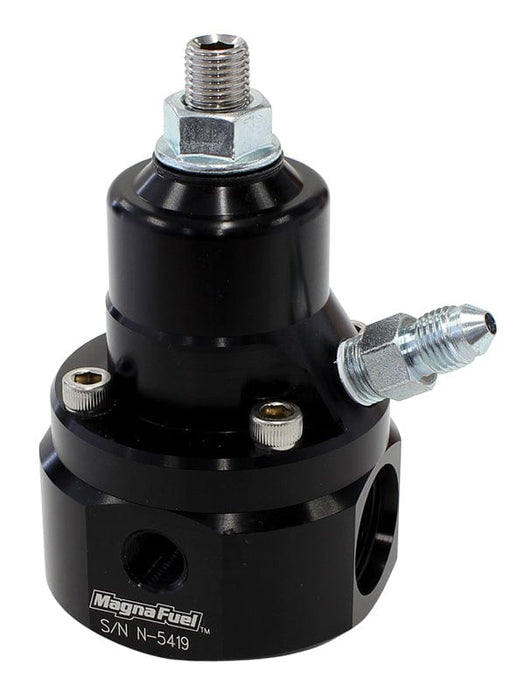 MAGNAFUEL x2 -8AN , x1 -6AN Return, 700 HP, 35-85 Psi Magnafuel Two-Port EFI Regulator w/ 1:1 Boost Reference, Black WIMP9925-B-BLK Autofit