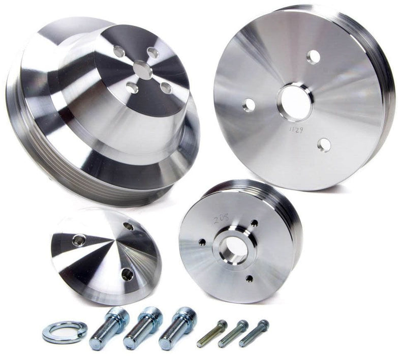 MARCH Billet Aluminium, Suit SB Chevy with Short Water Pump March Performance High Flow 6-Rib Serpentine Conversion Pulley Set MPP6210 Autofit
