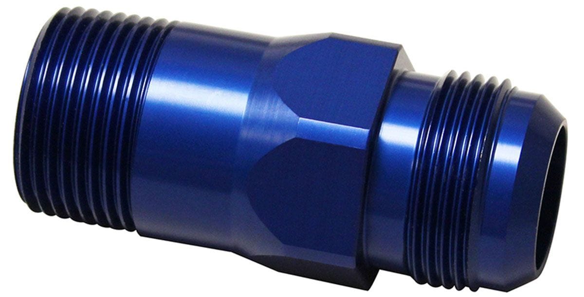 MEZIERE 1" NPT Male To #16AN hose connection, blue Finish Inlet fitting, for 100 series electric water pumps MZWP1016B Autofit