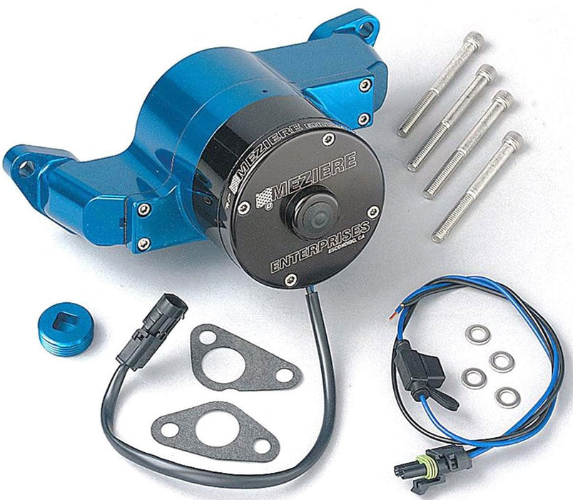 MEZIERE 35GPM, standard motor Small Block Ford Electric Water Pump, Blue Finish MZWP111B Autofit
