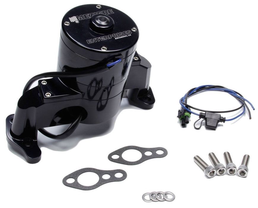 MEZIERE 42GPM, Heavy Duty motor Small Block Chev Electric Water Pump, Black Finish MZWP101SHD Autofit
