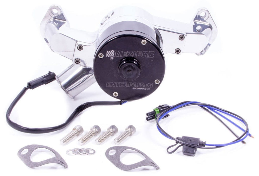 MEZIERE 42GPM, Heavy Duty motor Small Block Chev Electric Water Pump, Polished Finish MZWP101UHD Autofit
