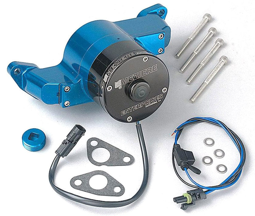 MEZIERE 42GPM, heavy duty motor Small Block Ford Electric Water Pump, Blue Finish MZWP111BHD Autofit