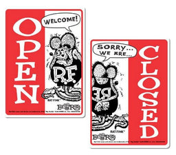 MOONEYES 2 Sided With Rat Fink (Vertical) Open/Closed Door Sign MNRAF230 Autofit