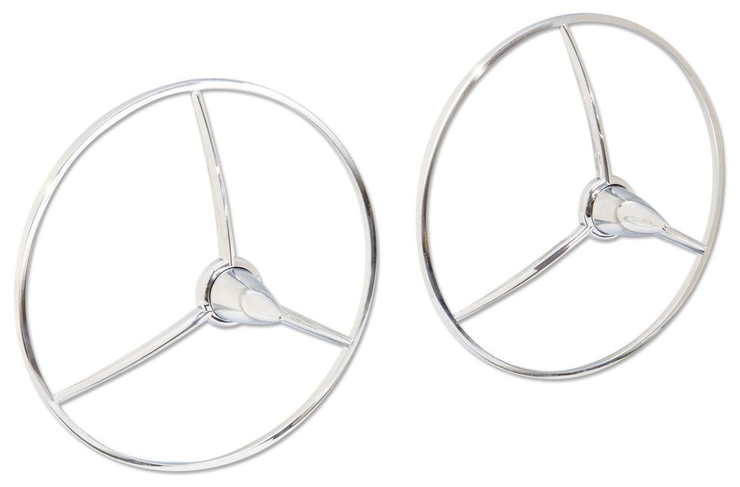 Mooneyes 5.5" O.D, Tri-Bar Chrome Missile Headlight Covers MNAA137 Autofit