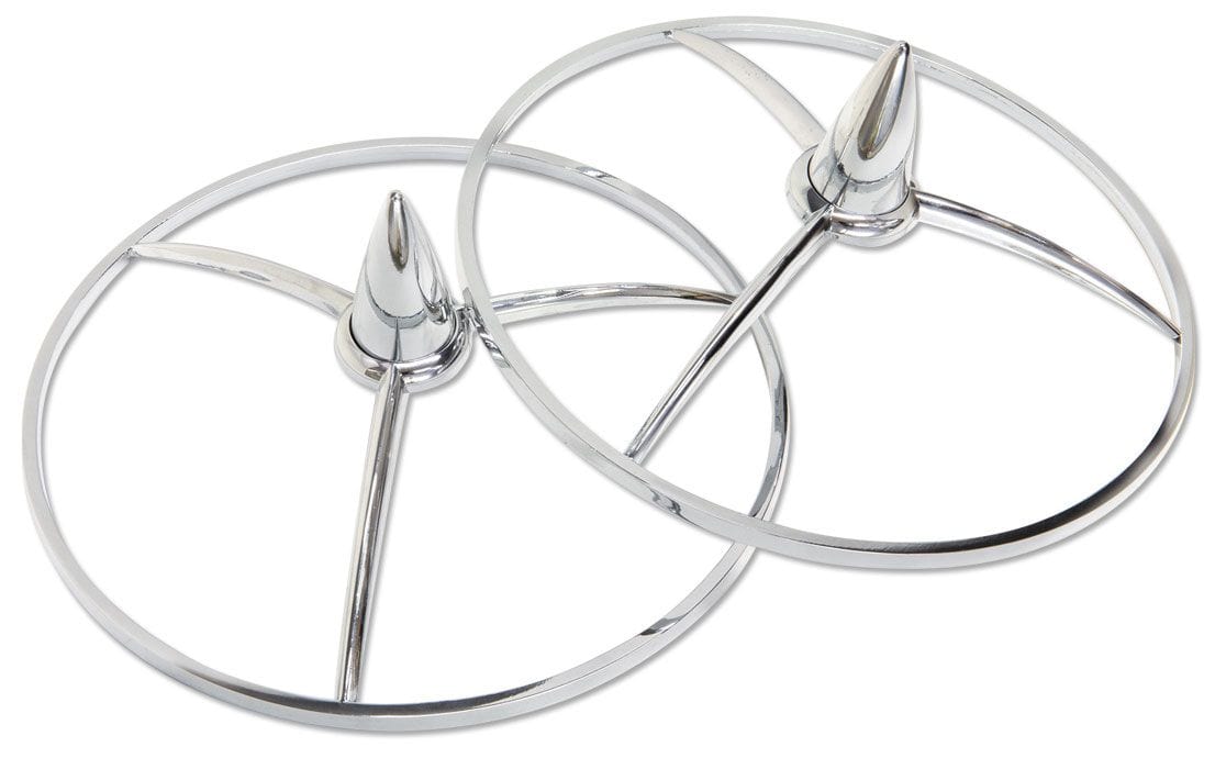 MOONEYES 7" O.D, Tri-Bar Chrome Missile Headlight Covers MNAA137L Autofit