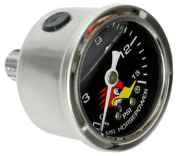 MOONEYES Black Face 0-15psi, 1-1/2" O.D Liquid Filled Clay Smith Fuel Pressure Gauge MNCSPG15LFBK Autofit
