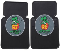 MOONEYES Black With Rat Fink Logo Rubber Floor Mats MNRA210 Autofit