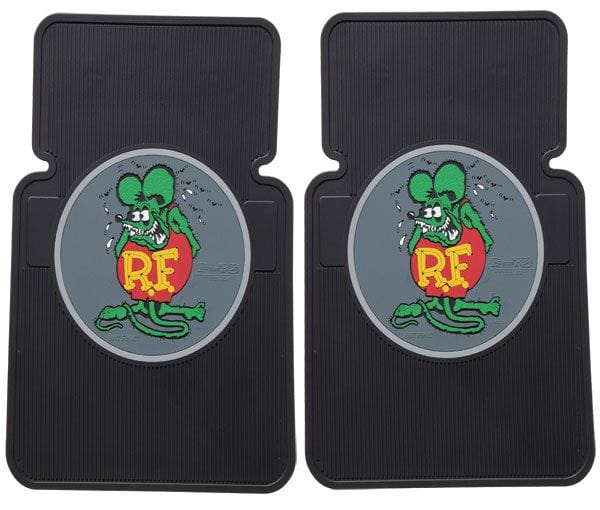 MOONEYES Black With Rat Fink Logo Rubber Floor Mats MNRA210 Autofit