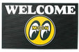 Mooneyes Black With Yellow Moon Logo Welcome Rubber Floor Mat MNMP079BK Autofit