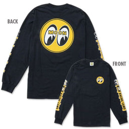 MOONEYES Large Black Long Sleeve T-Shirt With Moon Racing Cams Logo MNTM112BKL Autofit