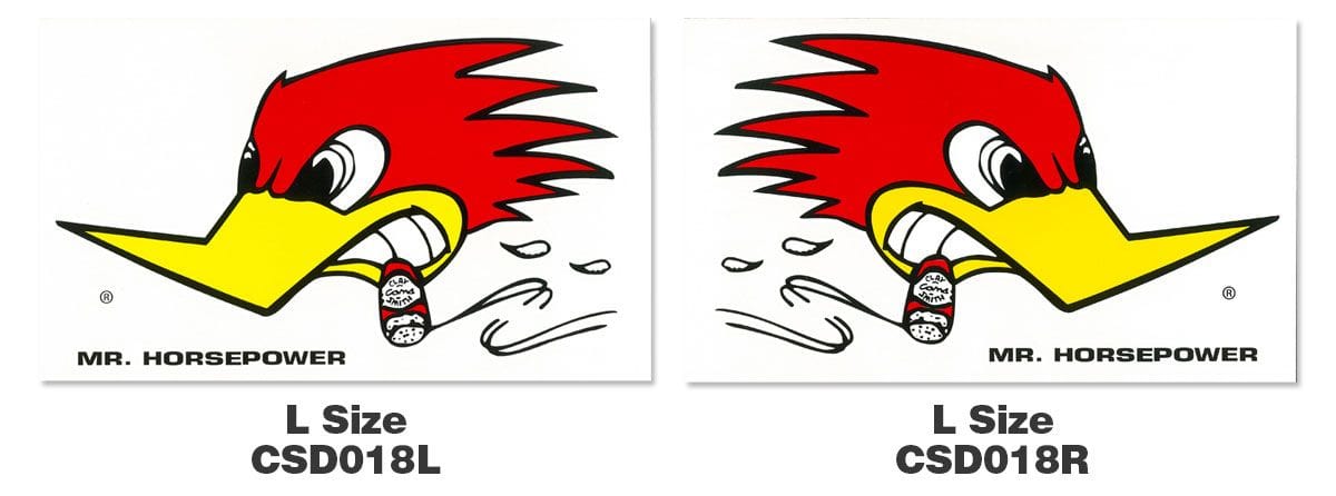 MOONEYES Large With Woodpecker logo, 6.5" (H) x 11" (W) L/H Clay Smith "MR HORSEPOWER" Sticker MNCSD18L Autofit