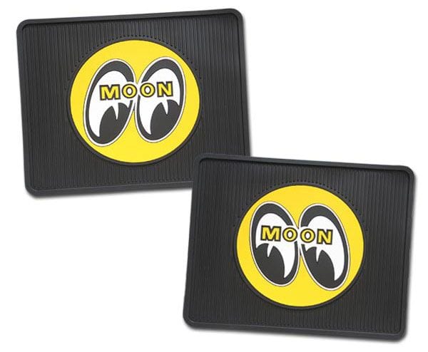 MOONEYES Rear Black Mats With Yellow Moon Logo Rubber Floor Mats MNMP081BK Autofit