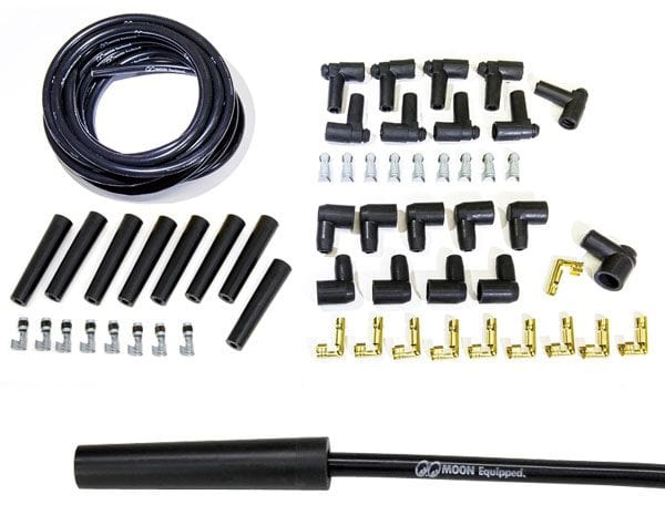 MOONEYES Straight Spark Plug With STD Or HEI Distributor Ends Black Universal Lead Set MNMQTA2444 Autofit