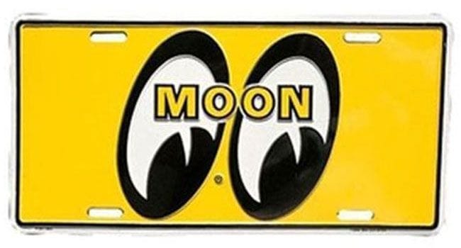 MOONEYES Yellow Mooneyes Logo Name Metal License Plate MNMG108 Autofit