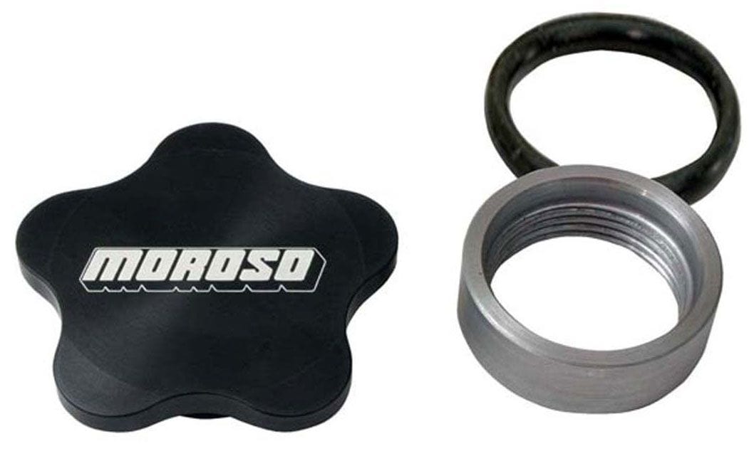 MOROSO 1-3/8" -12 UNF Threads, 2.6" OD Weld-On Filler Cap Aluminium, Black Anodised With Logo MO85283 Autofit