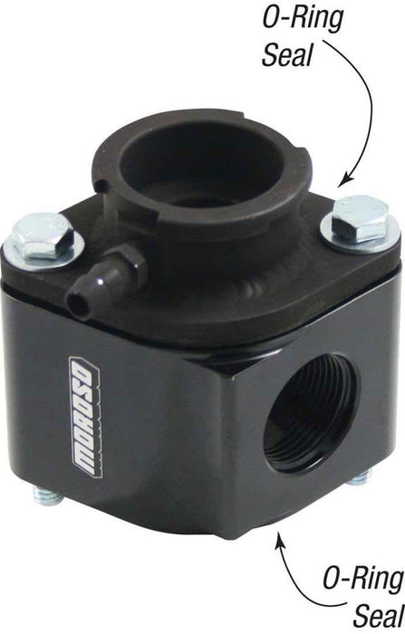 MOROSO Bolt-On Suit SB & BB Chev Billet Aluminium Filler Neck Manifold Housing - Black Anodised MO63424 Autofit