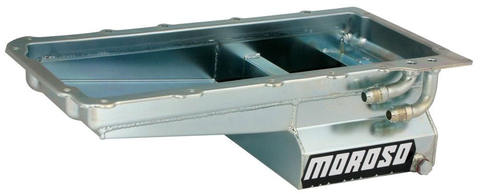 MOROSO Clear Zinc Finish suits GM LS Series Steel Wet Sump Oil Pan, 6" Deep, Angled Sump MO20141 Autofit