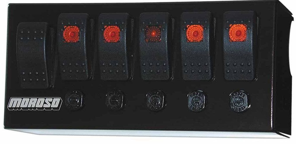 MOROSO Includes Momentary Starter Switch With 5 Accessory Switches With 20 A Cage Mount Switch Panel, 3.750" x 8" MO74190 Autofit
