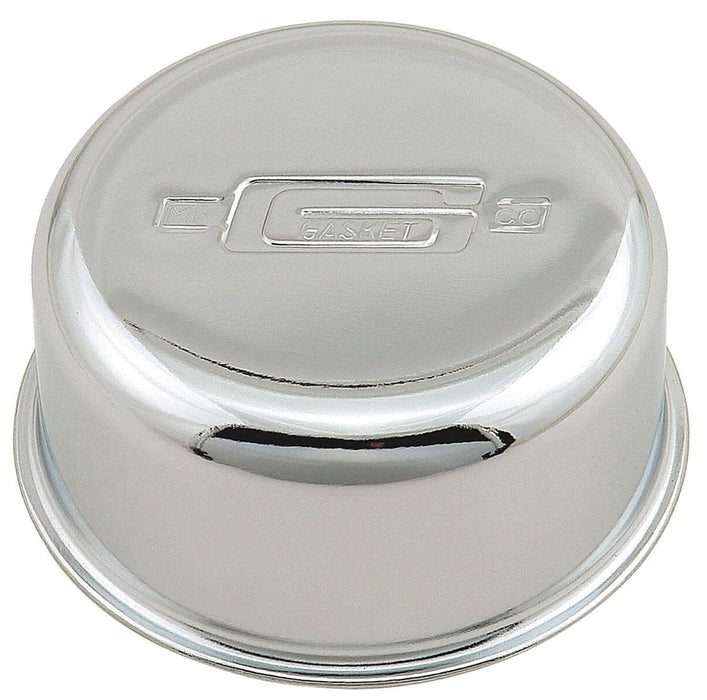 MRG 2-3/4" Dia. x 2-1/8" Mr Gasket Chrome Plated Twist-On Breather with Logo MG2069 Autofit