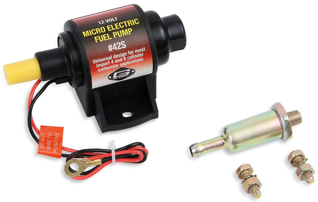 MRG 5/16" Hose, 2-3.5 PSI, 28 GPH, Petrol Only Mr Gasket Micro Electric Fuel Pump MG42S Autofit