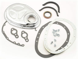 MRG Suit Small Block Chevy 1955-87 (Except Corvette) Mr Gasket Chrome Plated Timing Cover Kit MG1099 Autofit