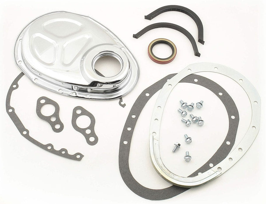 MRG Suit Small Block Chevy 1955-87 (Except Corvette) Mr Gasket Chrome Plated Timing Cover Kit MG1099 Autofit