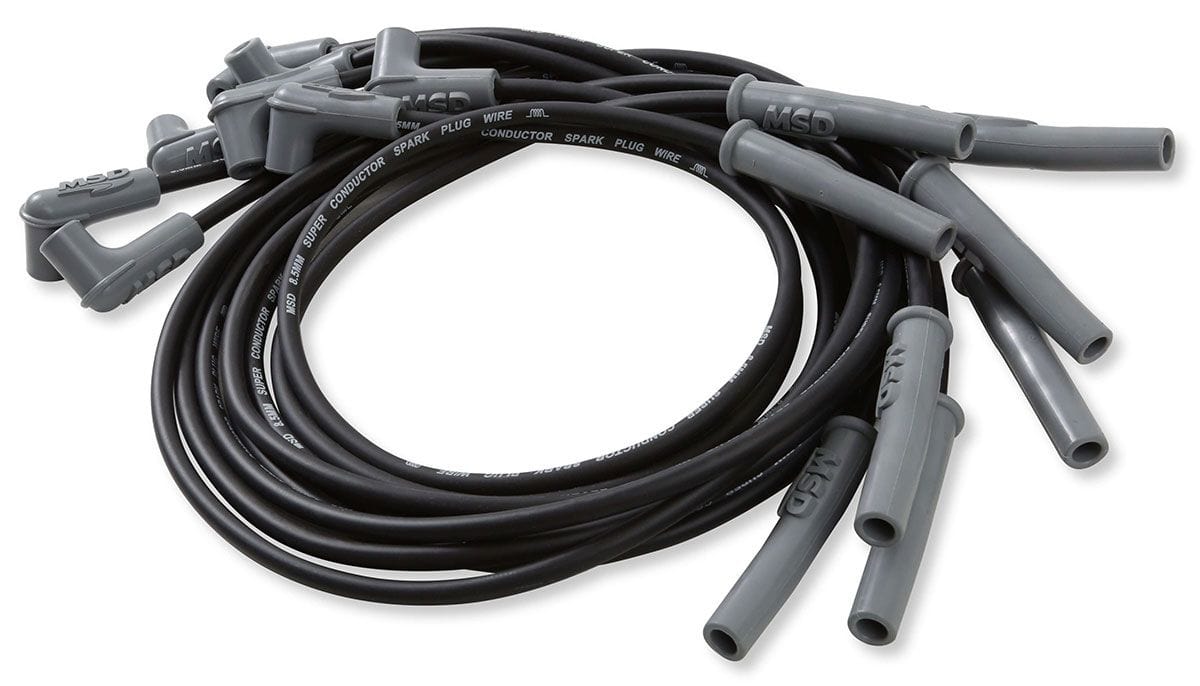 MSD 8.5mm, Black, Suit LS Series Engines With Coil Relocation Super Conductor Spark Plug Lead Set MSD32073 Autofit
